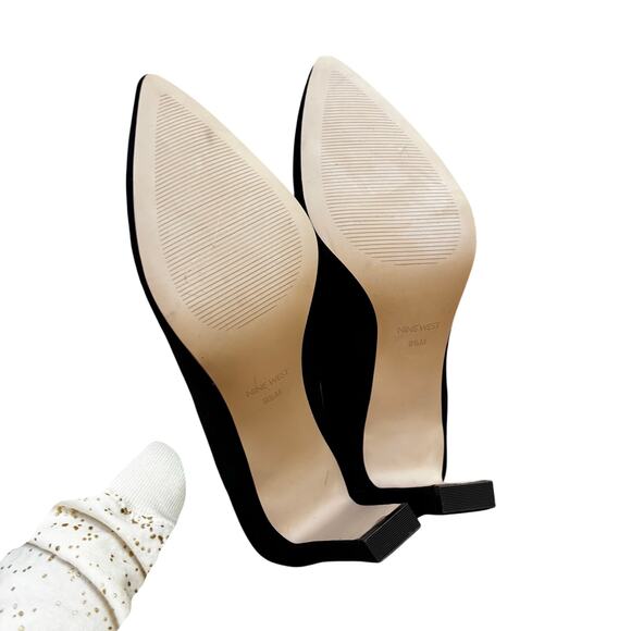 Nine West Joeysgirl black suede high heel pumps block heel shoes US size 9.5M - Picture 6 of 11
